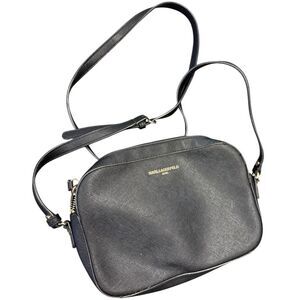 KARL LAGERFELD Black Purse Crossbody Shoulder Small Bag Top Zip Faux Leather